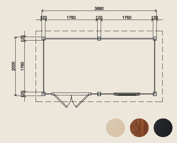 Gartenhaus Augsburg 388 cm x 200 cm